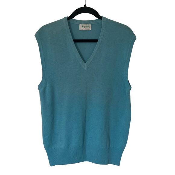 Vintage Benetton 80's Baby Blue 100% Lamb's Wool Vest Unisex Men's S Women's L - Picture 1 of 6